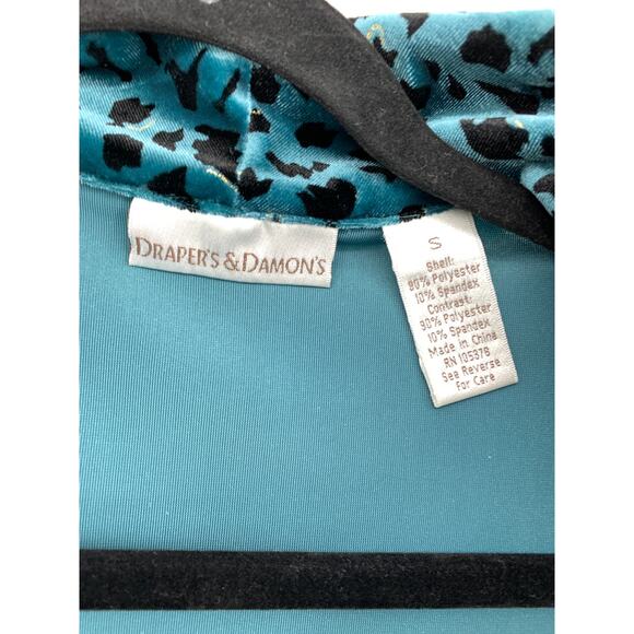 Drapers & Damons 2 Piece Set Velour Sz M Straight Leg Pant S Jacket Teal Blue - Picture 6 of 7